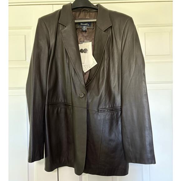 Denim & Co Jackets & Blazers - Denim & Co. Size XL Brown Leather Blazer BNWT